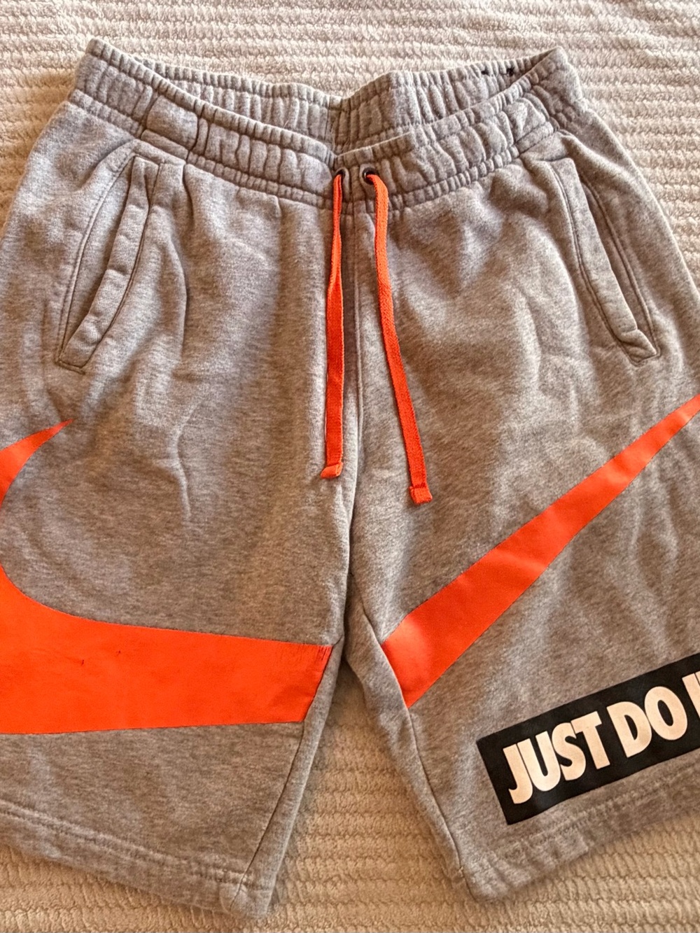 Nike Gray & Orange 'Just Do It' Boys Athletic Shorts